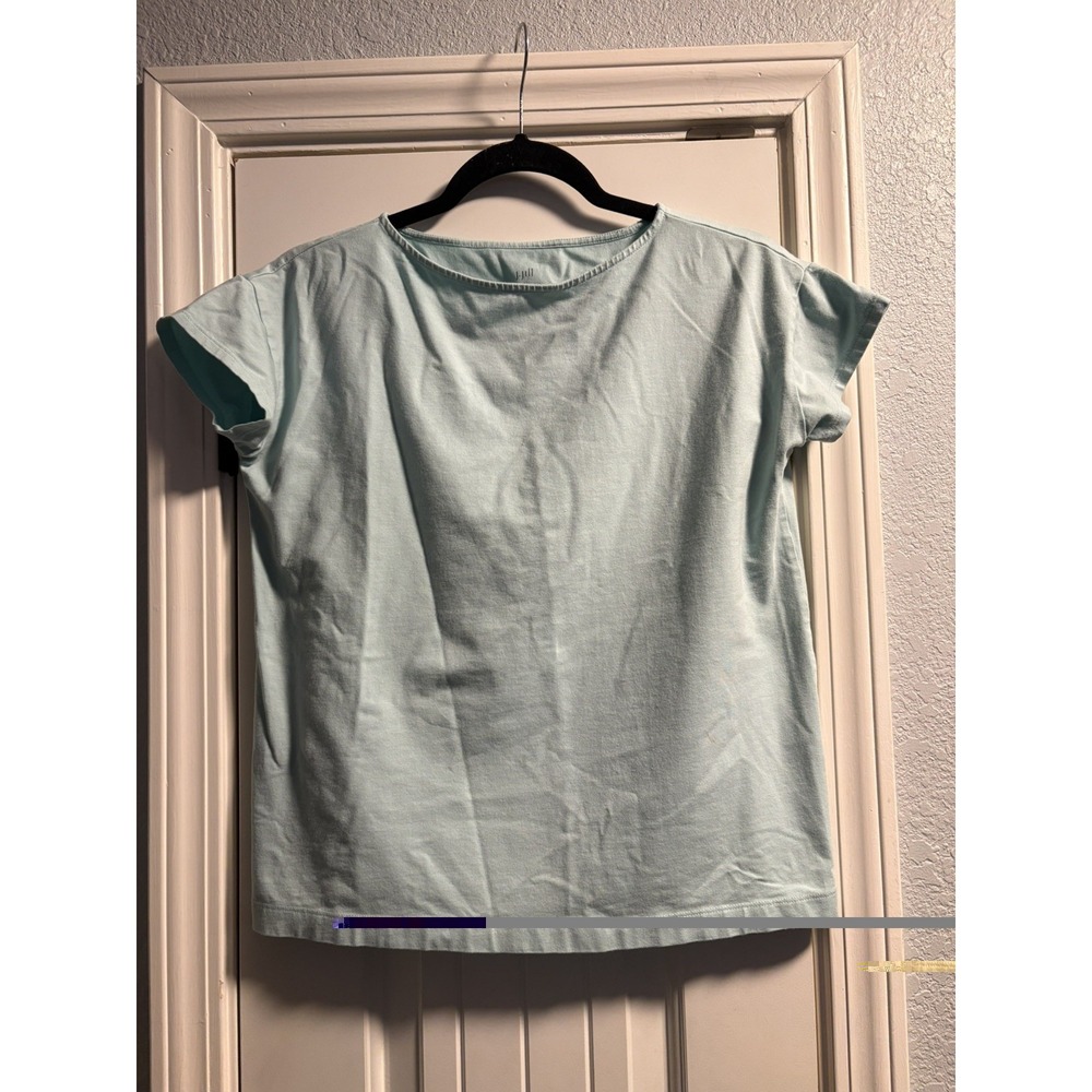 J. Jill Luxe Supima Tee Women XS Light Blue Short Sleeve Boat Neck Stretch Top